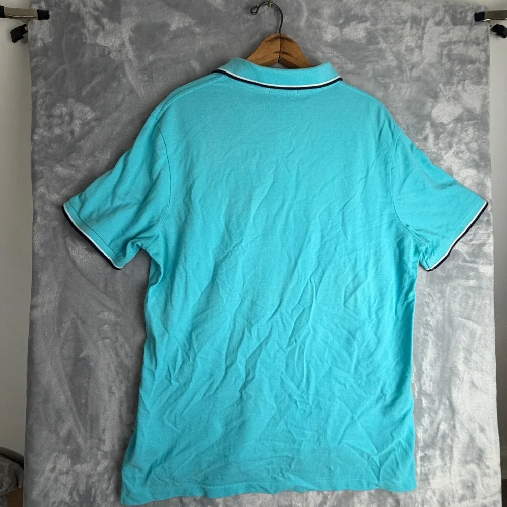 Polo Ralph Lauren Mens Classic Fit Polo Shirt Turquoise Blue Tipped Large
